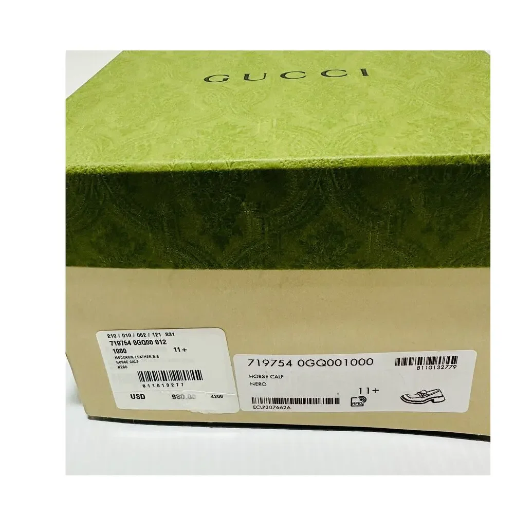 NIB Gucci Horsebit Chunky Loafers 11.5 US 12 Lug Sole Black Leather Shoes $990